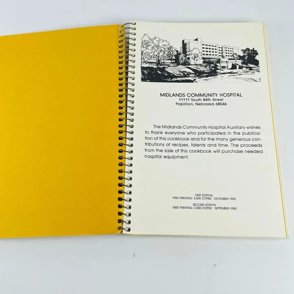 Cook Book 1985 Midlands Community Hospital Recipes Spiral Papillion NE Omaha